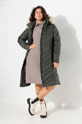 Plus size veliki brojevi Jakna s kosim štepom i umjetnim krznom na kapuljači za punije