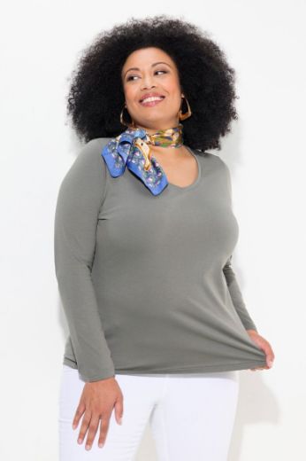 Plus size veliki brojevi Majica dugih rukava V ovratnika za punije