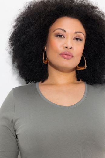 Plus size veliki brojevi Majica dugih rukava V ovratnika za punije