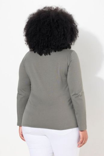 Plus size veliki brojevi Majica dugih rukava V ovratnika za punije