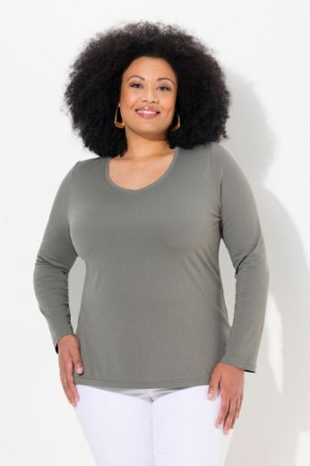 Plus size veliki brojevi Majica dugih rukava V ovratnika za punije