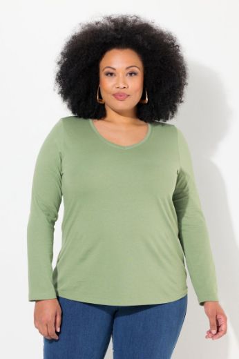 Plus size veliki brojevi Majica dugih rukava V ovratnika za punije