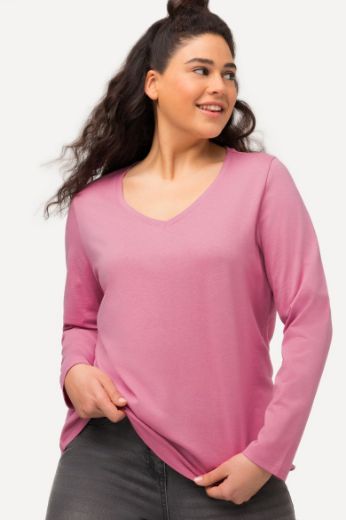Plus size veliki brojevi Majica dugih rukava V ovratnika za punije
