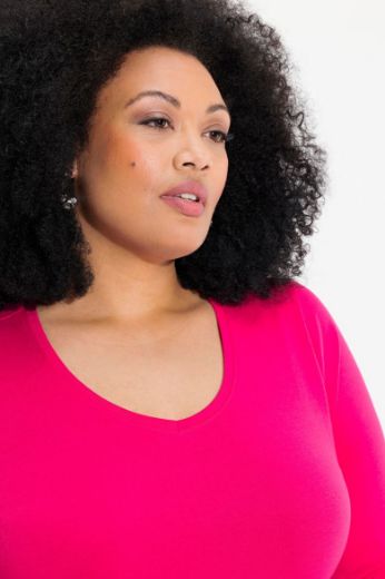 Plus size veliki brojevi Majica dugih rukava V ovratnika za punije