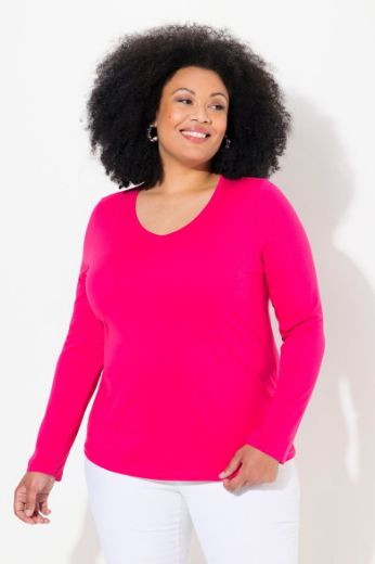 Plus size veliki brojevi Majica dugih rukava V ovratnika za punije