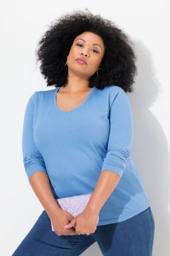 Plus size veliki brojevi Majica dugih rukava V ovratnika za punije