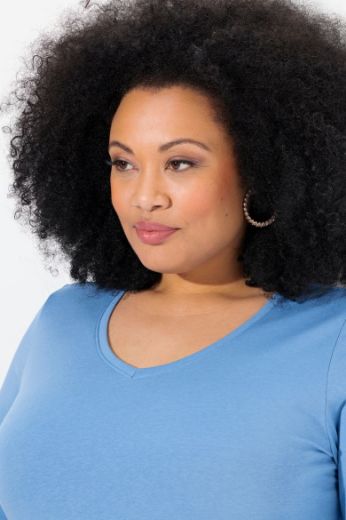 Plus size veliki brojevi Majica dugih rukava V ovratnika za punije