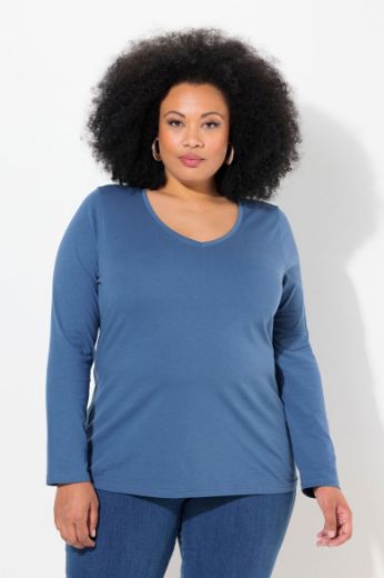 Plus size veliki brojevi Majica dugih rukava V ovratnika za punije