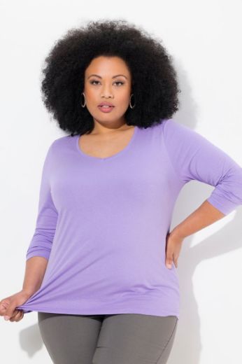 Plus size veliki brojevi Majica dugih rukava V ovratnika za punije