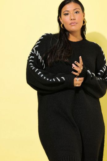 Plus size veliki brojevi Haljina pletena dugih rukava za punije