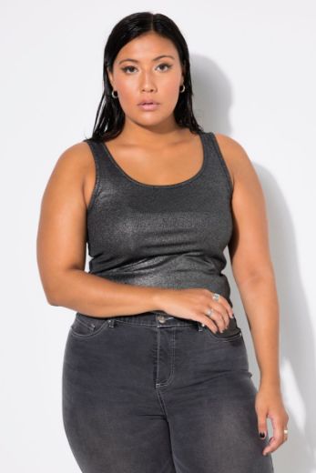 Plus size veliki brojevi Top rebrasti okruglog ovratnika za punije