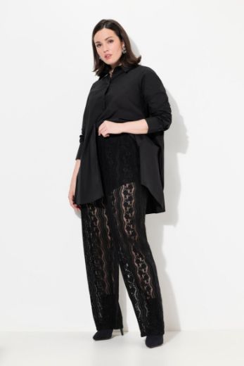 Plus size veliki brojevi Hlače širokih nogavica s prozirnom čipkom za punije
