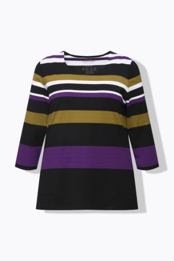 Plus size veliki brojevi Majica 3/4 rukavi na pruge za punije