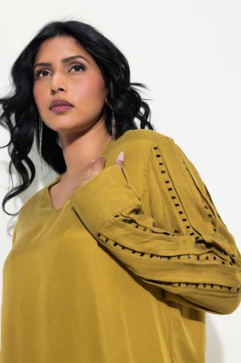Plus size veliki brojevi Bluza dugih rukava V ovratnika za punije