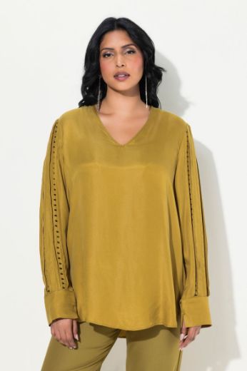 Plus size veliki brojevi Bluza dugih rukava V ovratnika za punije