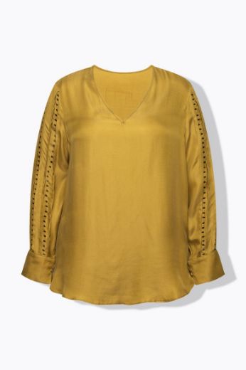 Plus size veliki brojevi Bluza dugih rukava V ovratnika za punije
