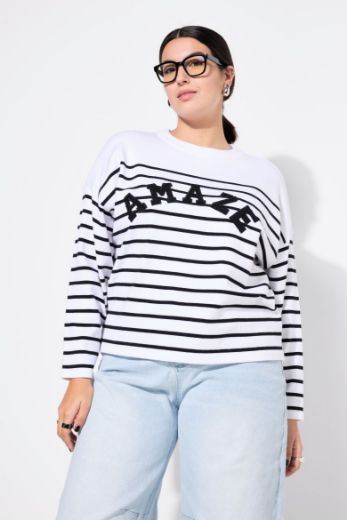 Plus size veliki brojevi Pulover na pruge za punije