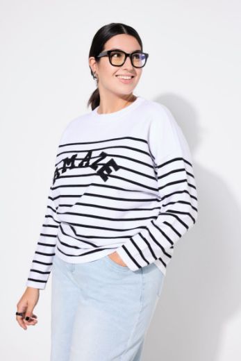Plus size veliki brojevi Pulover na pruge za punije