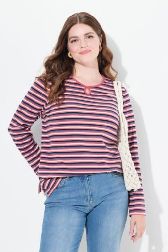 Plus size veliki brojevi Majica dugih rukava na pruge za punije