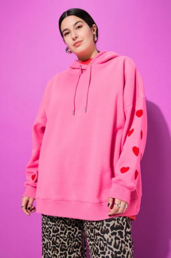 Plus size veliki brojevi Majica dugih rukava s printom srca za punije