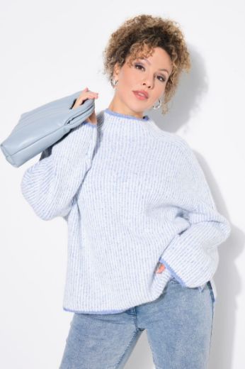 Plus size veliki brojevi Pulover na pruge povišenog ovratnika za punije