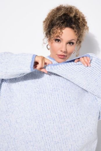Plus size veliki brojevi Pulover na pruge povišenog ovratnika za punije