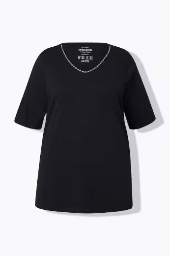 Plus size veliki brojevi Majica V ovratnik s ukrasima na ovratniku za punije