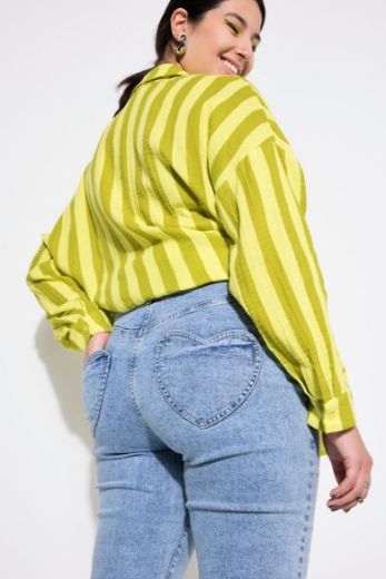 Plus size veliki brojevi Traperice s motivom srca na džepovima za punije