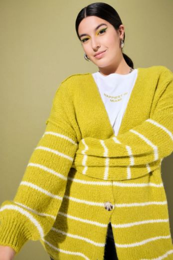 Plus size veliki brojevi Karduga V ovratnika na pruge za punije