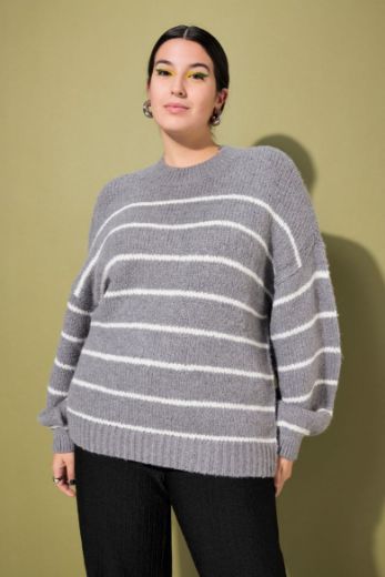 Plus size veliki brojevi Pulover na pruge za punije