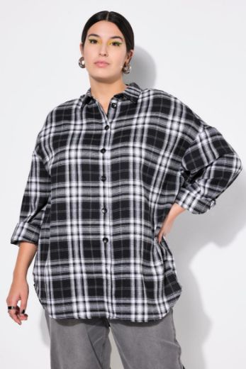 Plus size veliki brojevi Košulja dugih rukava karirana za punije