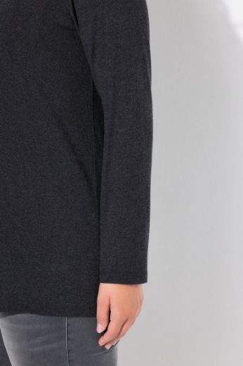 Plus size veliki brojevi Majica dugih rukava s naborima na prednjoj strani A kroja za punije
