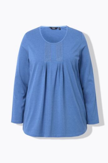 Plus size veliki brojevi Majica dugih rukava s naborima na prednjoj strani A kroja za punije