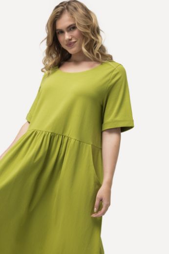Plus size veliki brojevi Haljina midi kratkih rukava okruglog izreza za punije