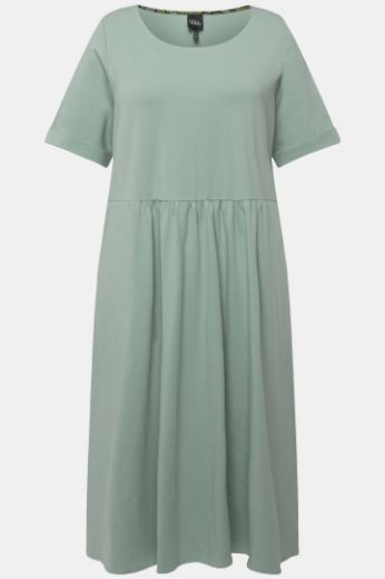 Plus size veliki brojevi Haljina midi kratkih rukava okruglog izreza za punije