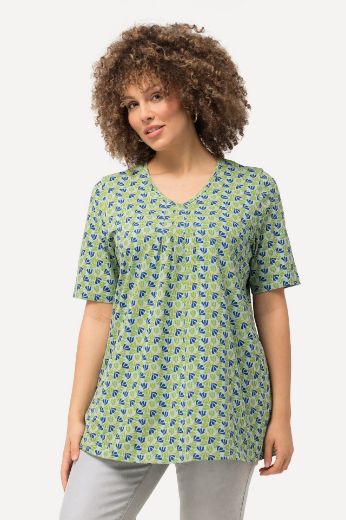 Plus size veliki brojevi Majica kratkih rukava V ovratnika s printom za punije