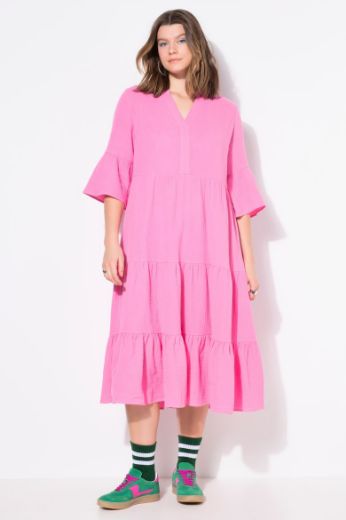 Plus size veliki brojevi Haljina 3/4 rukavi A kroja duži model za punije