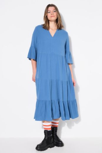 Plus size veliki brojevi Haljina 3/4 rukavi A kroja duži model za punije
