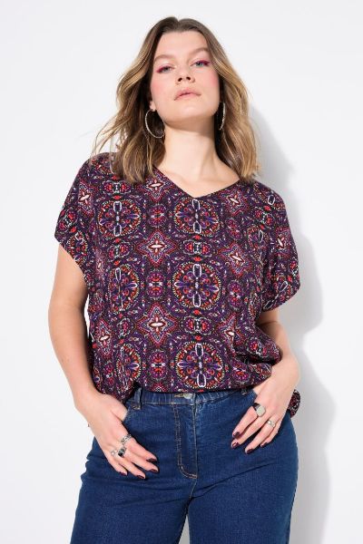 Veliki brojevi Bluza s mandala printom moda za punije