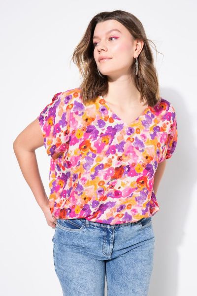 Veliki brojevi Bluza cvjetnog uzorka moda za punije