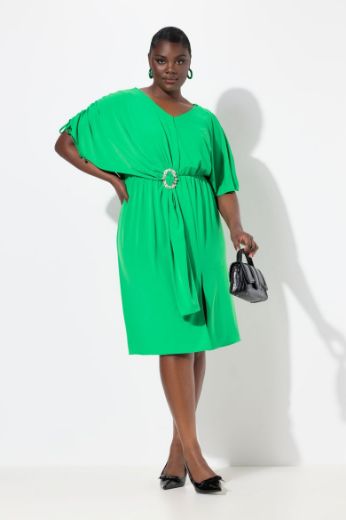Plus size veliki brojevi Haljina midi V ovratnika za punije