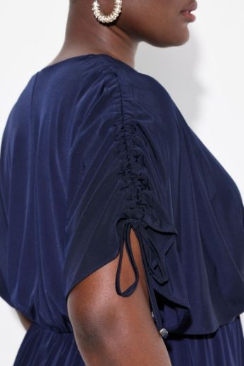 Plus size veliki brojevi Haljina midi V ovratnika za punije