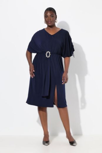 Plus size veliki brojevi Haljina midi V ovratnika za punije