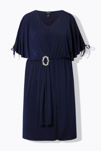 Plus size veliki brojevi Haljina midi V ovratnika za punije