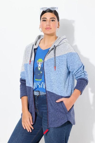 Veliki brojevi Majica dugih rukava od flisa s kapuljačom moda za punije