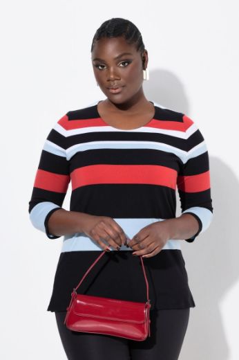 Plus size veliki brojevi Majica 3/4 rukavi na pruge za punije
