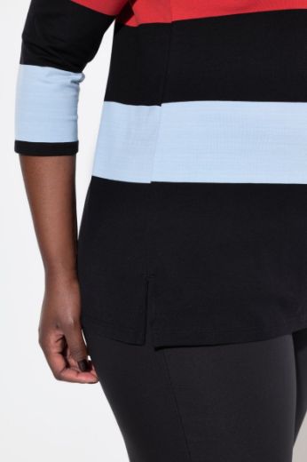 Plus size veliki brojevi Majica 3/4 rukavi na pruge za punije