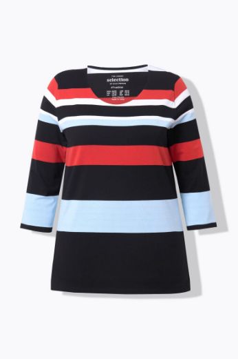 Plus size veliki brojevi Majica 3/4 rukavi na pruge za punije