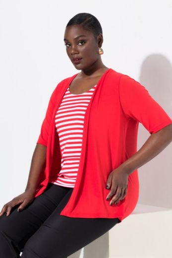 Plus size veliki brojevi Majica 2u1 na pruge za punije