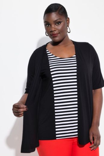Plus size veliki brojevi Majica 2u1 na pruge za punije